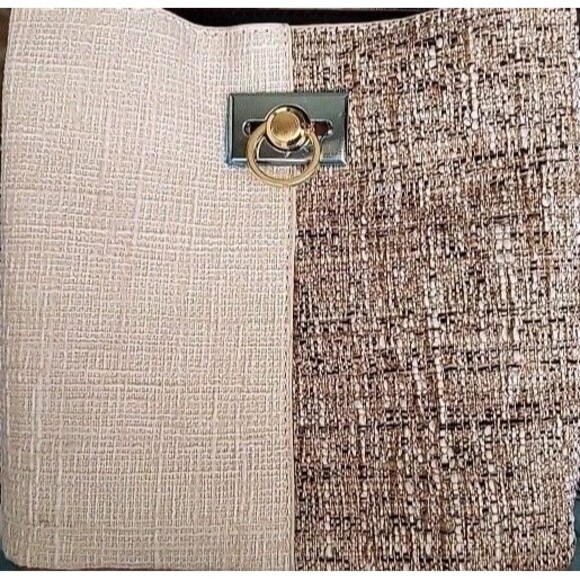 Womens Rattan Woven Crossbody Handbag Brown And Beige Shoulder Bag Small Bag - Picture 9 of 9